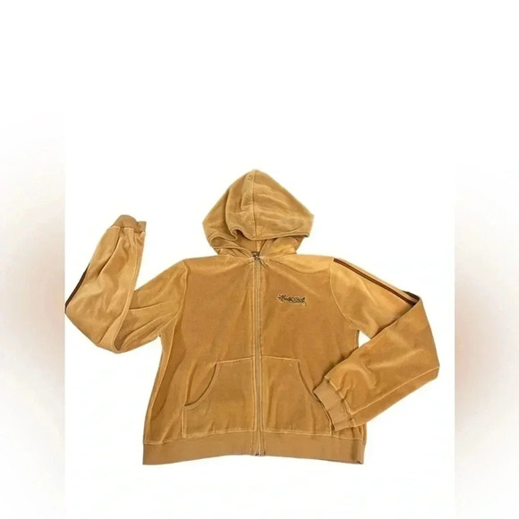 Bob Hale Velour Lightweight Brown Zip Hoodie Y2K Fashion Women’s size Large - Picture 11 of 13